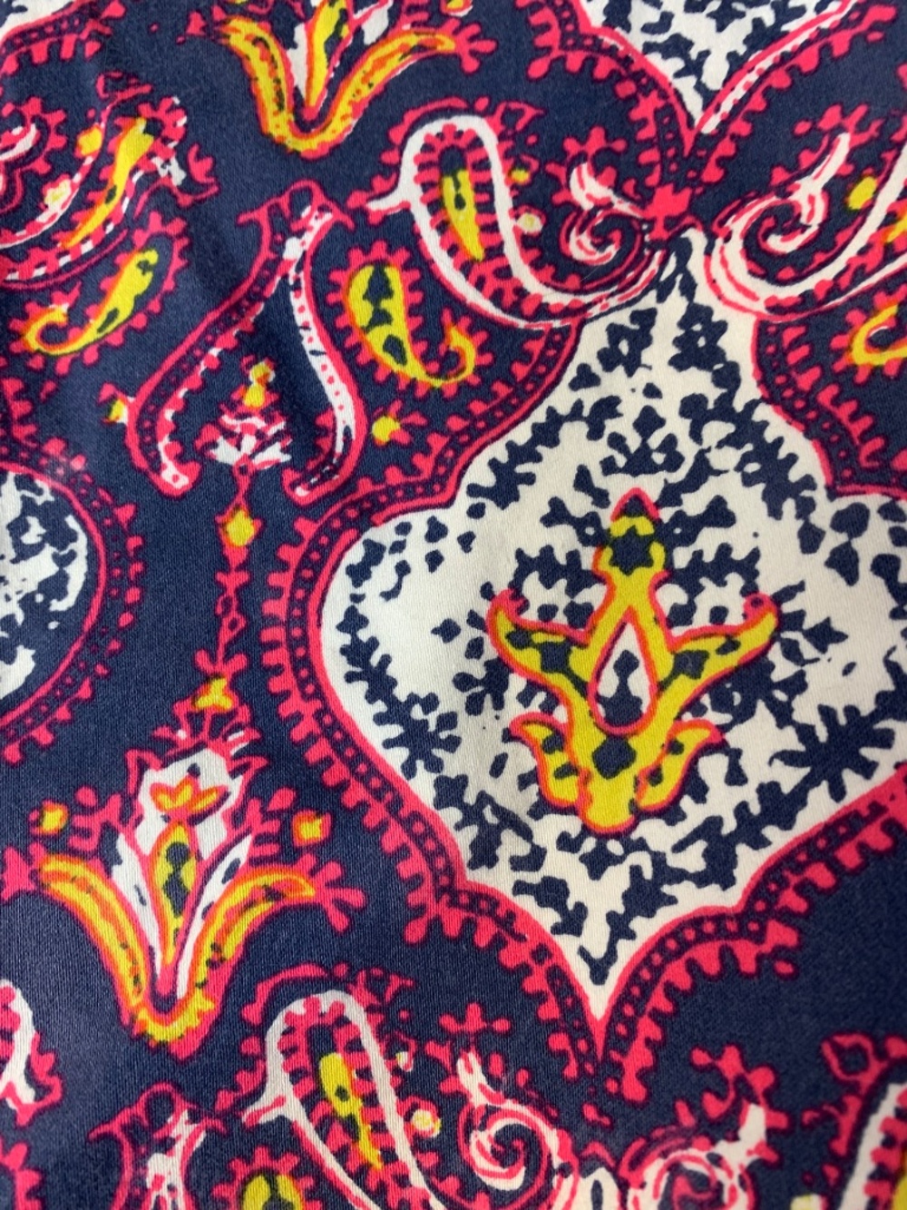 J.Crew Stretch Mini Skirt Navy Pink Yellow Paisley Print Size 4 Preppy Chic - Picture 4 of 9